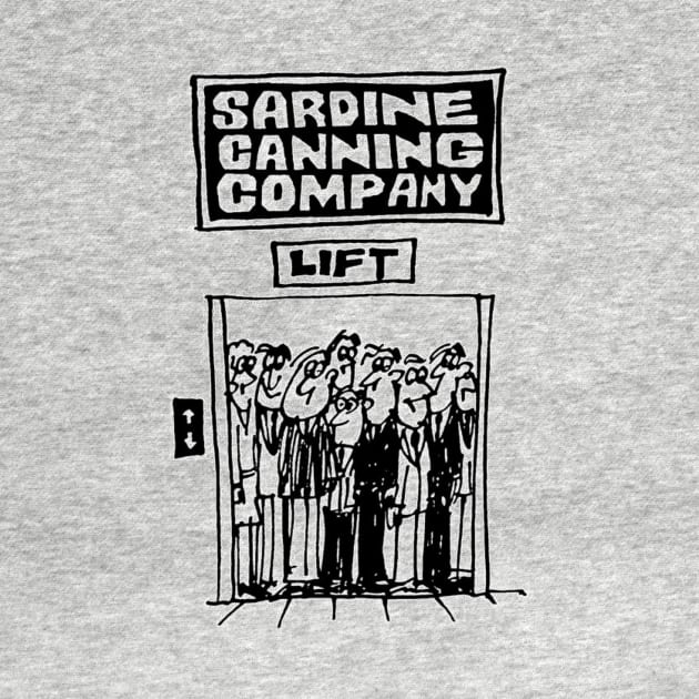 People in a Lift at a Sardine Canning Factory by NigelSutherlandArt